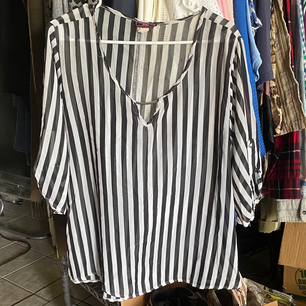 Ping Black and White Striped Blouse
